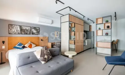 Studio á vendo campo belo com 45m² mobiliado com 1 quarto.