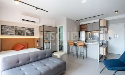 Studio á Venda no Campo Belo Mobiliado com 40m², 1 quarto.