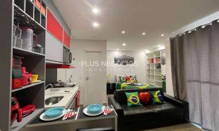 Flat mobiliado para locação no Liberty Home Studio em andar alto com varanda e vista em Sorocaba