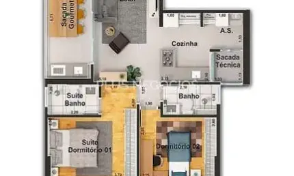 Apartamento a venda no Condomínio Alameda JK com 2 dormitórios de 78m² com Suíte e Varanda Gourmet