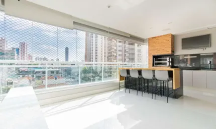 Apartamento mobiliado à venda no Tatuapé com 171 m² e VARANDA GOURMET
