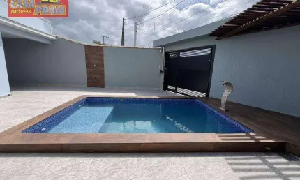50 METROS DA PRAIA CASA NOVA LOTE INTEIRO COM PISCINA 3 QUARTOS, 115 m² por R$ 749.000 - Balneário Santa Eugênia - Mongaguá/SP