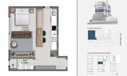 Studio no centro de Florianópolis com uma Vaga de Garagem e Louge, Espaço Gourmet, Pet Place, Sauna e Muito mais na Área de Lazer! codigo: 129702