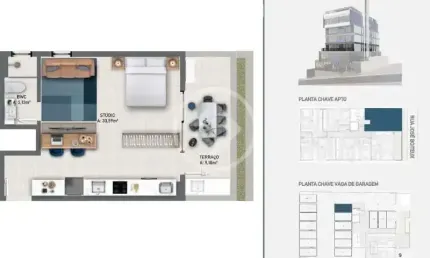 Studio no centro de florianópolis com terraço, uma vaga de garagem e louge, espaço gourmet, pet place, sauna e muito mais na área de lazer! codigo: 129689