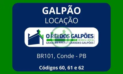 Galpões Comerciais, Margens da BR 101, 2.500m², 5.000m² e 7.500m², no Conde - PB