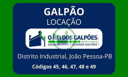 Galpões Novos, com: 3.000m²; 6.000m²; 8.000m²; 10.000m² e 12.000m²