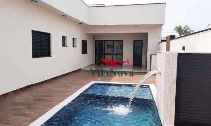 EXCELENTE CASA TÉRREA COM 3 SUÍTE,1 COM CLOSET, VARANDA GOURMET, PISCINA E 4 VAGAS. TUDO ISSO NO CONDOMÍNIO EVIDÊNCIAS EM INDAIATUBA SP!