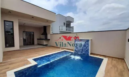 BELÍSSIMA CASA À VENDA COM 3 QTS, 1 SUÍTE, ÁREA GOURMET, PISCINA E 4 VAGAS - COND. EVIDÊNCIAS - INDAIATUBA - SP!