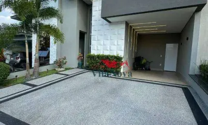 VENDE-SE BELA CASA COM 3 QUARTOS, SENDO 1 SUÍTE, ÁREA GOURMET, PLANEJADOS EM TODOS OS CÔMODOS, PISCINA E 3 VAGAS - COND. MANTOVA EM INDAIATUBA - SP!