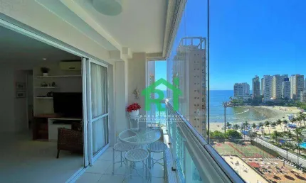 Apartamento beira mar, 2 dormitórios (1 suíte), 2 vagas, lazer, jardim astúrias - guarujá/sp