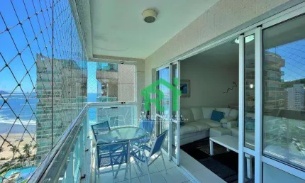 Apartamento beira mar, 2 dormitórios (1 suíte), 2 vagas, lazer, jardim astúrias - guarujá/sp
