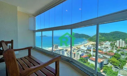 Apartamento à beira mar com varanda gourmet, 3 Dormitórios (1 Suíte), 2 Vagas, Tombo, Guarujá/SP
