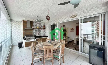 Apartamento com varanda gourmet, 3 dormitórios (1 suíte), 2 vagas, jardim astúrias - guarujá/sp