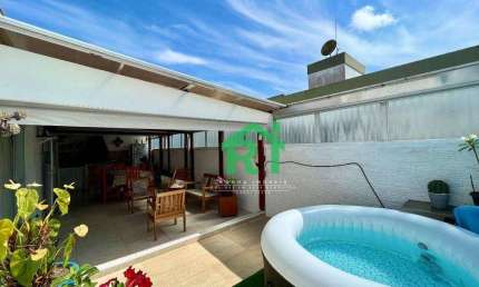 Cobertura Penthouse com 3 dormitórios (1 suíte), Piscina e Churrasqueira - Tombo - Guarujá/SP