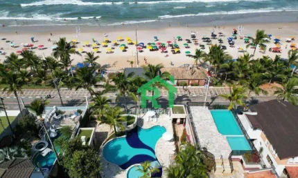 Apartamento pé na areia com 3 suítes, 2 vagas, área de lazer, tombo - guarujá/sp