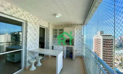 Apartamento vista mar, varanda gourmet, 3 dormitórios (1 suíte), 2 vagas, astúrias, guarujá/sp