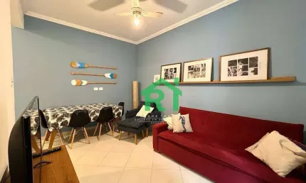 Apartamento com vista para o mar, sacada, 1 dormitório, pitangueiras, guarujá/sp