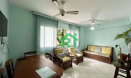 Apartamento quadra mar,  2 dormitórios, 2 banheiros, 1 vaga, Tombo - Guarujá/SP