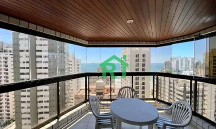 Apartamento à beira mar com 4 dormitórios (2 suítes), 2 vagas, área de lazer, jardim astúrias, guarujá/sp
