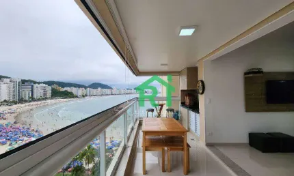 Apartamento frente para o mar, reformado, 3 dormitórios (1 suíte), lazer, 2 vagas , jardim astúrias, guarujá/sp