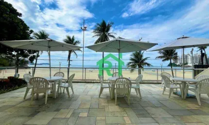Apartamento á beira mar, 1 quarto, 1 vaga, jardim astúrias, guarujá/sp