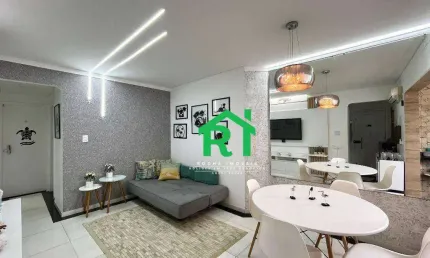 Apartamento com 2 dormitórios (1 suíte), 1 vaga, lazer, jardim astúrias, guarujá/sp