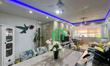Apartamento reformado, 3 dormitórios (1 suíte), 1 vaga, área de lazer, jardim astúrias, guarujá/sp