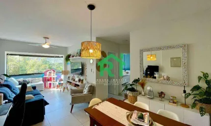 Apartamento beira mar, 2 dormitórios (1 suíte), 1 vaga, área de lazer, Tombo, Guarujá/SP