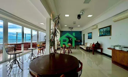 Cobertura duplex frente mar, vista mar, 4 dormitórios (4 suítes), 3 vagas, Pitangueiras, Guarujá/SP.