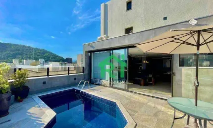 Cobertura à beira mar com 3 quartos (3 suítes), 2 vagas, lazer, Pitangueiras, Guarujá/SP