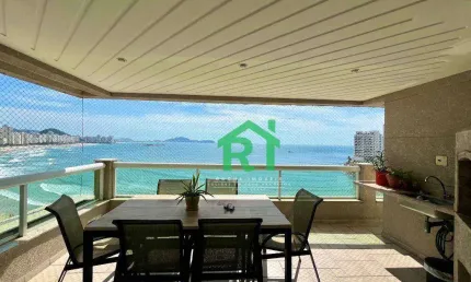 Apartamento frente mar com 4 dormitórios (4 suítes), 2 vagas, lazer, Jardim Astúrias, Guarujá/SP