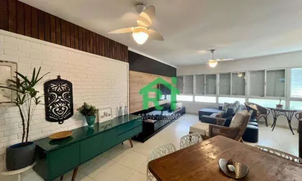 Apartamento beira mar, 2 dormitórios, 1 vaga, lazer, tombo, guarujá/sp