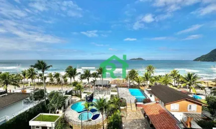 Apartamento reformado, frente mar, vista mar, 3 dormitórios (3 suítes), 2 vagas, Tombo, Guarujá/SP.