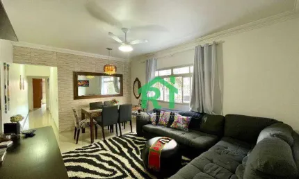 Apartamento reformado, beira mar, 2 dormitórios (1 suíte), 1 vaga, jardim astúrias, guarujá/sp