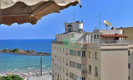 Apartamento na Praia, vista mar, 3 dormitórios, 1 vaga, Pitangueiras, Guarujá.