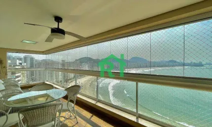 Apartamento frente mar, 3 dormitórios (1 suíte), 2 vagas, área de lazer, jardim astúrias, guarujá/sp