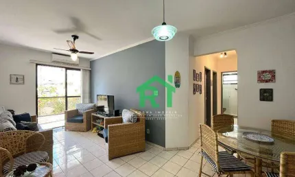 Apartamento com sacada, 2 dormitórios (1 suíte), 1 vaga, jardim astúrias, guarujá/sp
