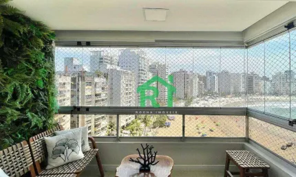 Apartamento à beira mar com 3 dormitórios (1 suíte), 2 vagas, lazer, jardim astúrias, guarujá/sp