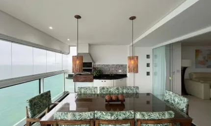 Apartamento frente mar, 3 dormitórios (3 suítes), área de lazer, pitangueiras, guarujá/sp