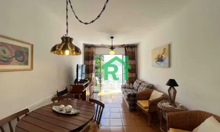 Apartamento beira-mar, 1 dormitório, 1 vaga, lazer, enseada, guarujá/sp