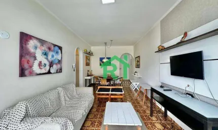 Apartamento beira mar, vista mar, 2 dormitórios (1 suíte), 1 vaga, pitangueiras, guarujá/sp.