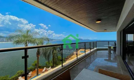 Apartamento frente mar, 4 dormitórios (4 suítes), 3 vagas, lazer, jardim astúrias, guarujá/sp