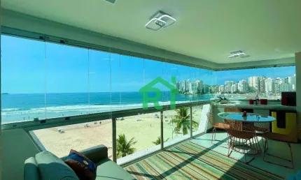 Apartamento frente mar com 3 quartos (3 suítes), 2 vagas e lazer à venda em jardim astúrias, guarujá | rocha imóveis guarujá
