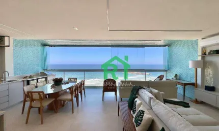 Apartamento frente mar à venda na praia das pitangueiras, 4 suítes, 1 vaga, guarujá sp