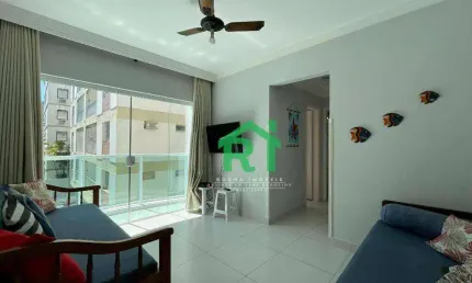 Apartamento com 1 dormitório, sacada, beira mar, enseada, guarujá/sp