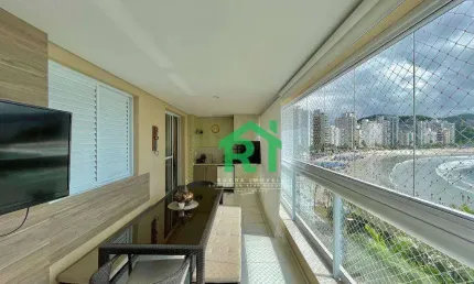 Apartamento frente mar com 3 dormitórios (1 suíte), 2 vagas, lazer, jardim astúrias, guarujá/sp