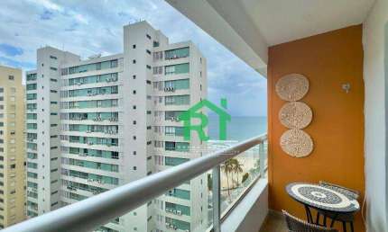 Apartamento à beira mar com 2 dormitórios, 1 vaga à venda na Praia das Pitangueiras, Guarujá