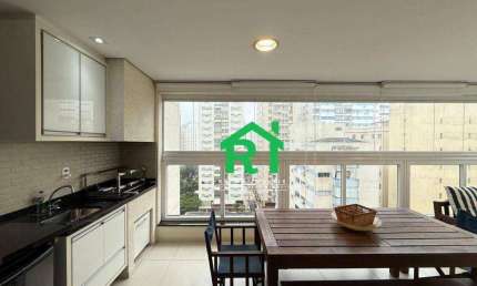 Apartamento com vista mar, 3 dormitórios (1 suíte), 2 vagas, lazer, Pitangueiras, Guarujá/SP