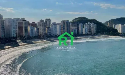 Apartamento frente mar, 2 dormitórios (1 suíte), 1 vaga, jardim astúrias, guarujá/sp