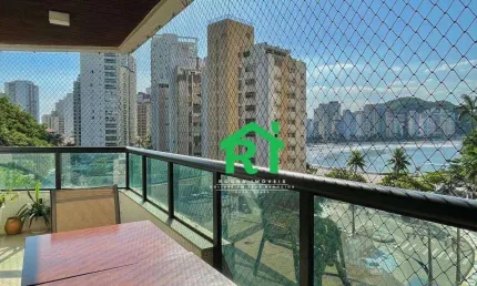 Apartamento vista mar, 3 quartos (1 suíte) i praia das astúrias, guarujá.